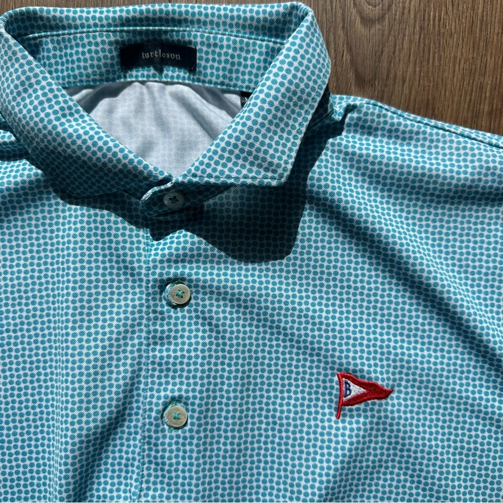 Blue Turtleson Geometric Polo Shirt